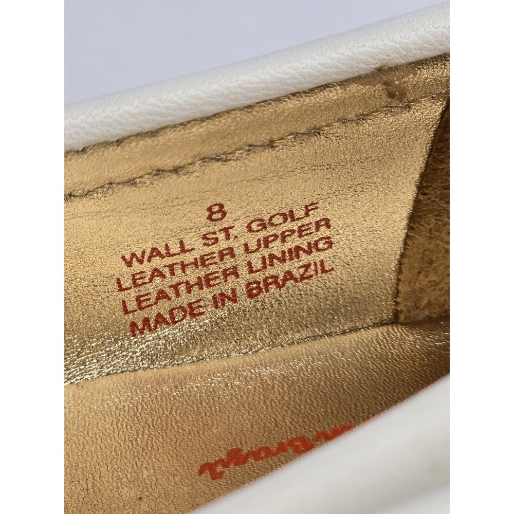 marc joseph NY White Leather Tasseled Gold Accent WALL ST GOLF loafers SZ: 8 EUC - Picture 7 of 7